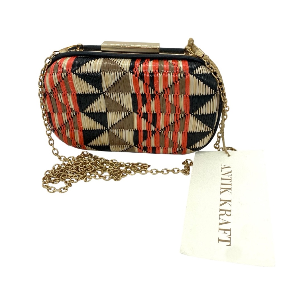 Antik Kraft Southwestern Wicker Woven Box Chain Clutch Purse